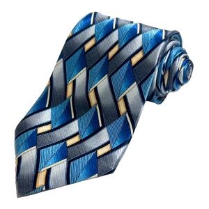 MEN'S NECKTIE - BIELLA { TOTAL LENGHT: 60 " } SKY BLUE & SILVER